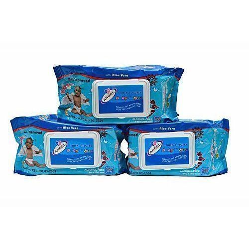Little Angel Thick & Fluffy Baby Wipes - 125 Count x 3